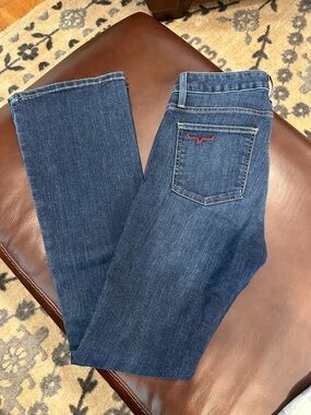 Kimes Ranch Dark Blue Bootcut Jeans with Red Pocket Detail